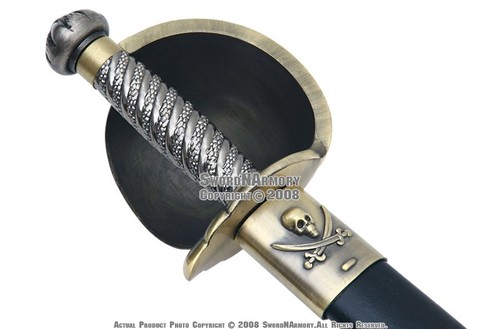 Caribbean Pirate Cutlass Sword Sailing Ship Basket Guard Saber Movie Scabbard - Picture 3 of 4