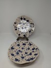 Ikea Jassa Dinner Plate Set of 4 Blue Splatter Cream Off White Dish 10 3/8"