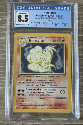 CGC 8.5 NM/MINT+ Ninetales 1st Edition 12/102 Pokemon Italian Base Set Holo