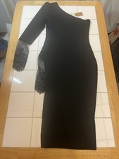 Chic me Little Black Dress Off The Shoulder With High Leg Slit