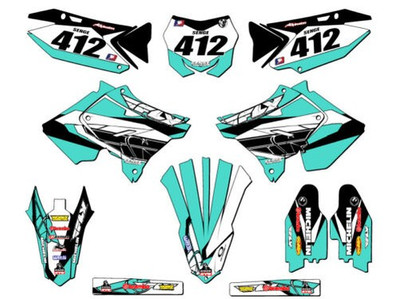 2001-2014 Polisport Restyle ( Rmz Stil) RM 125 13 Fly Türkis Senge Grafik