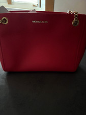Michael Kors Jet Set Schultertasche Rot Kunstleder Kette Logo Goldverschluss