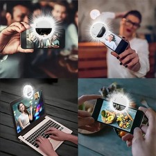 NEW LED Selfie Ring Light Rechargeable Phone Clip Fill Light Makeup Video Camera