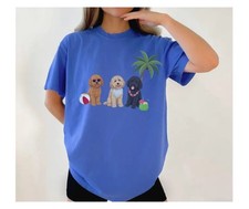 Summer Poodle Dog Unisex Cotton T-Shirt Royal...
