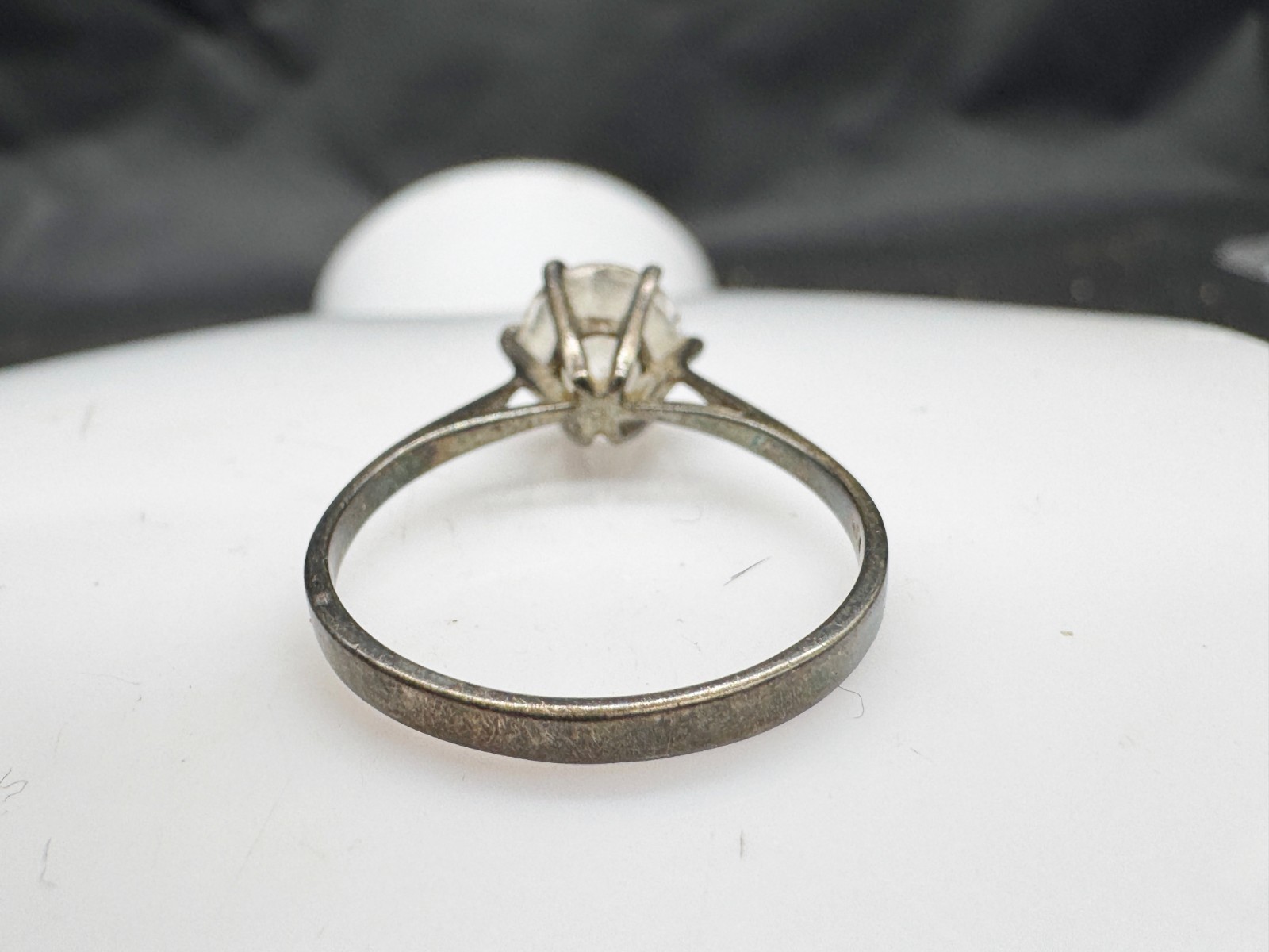 VINTAGE SOLID SILVER BRIGHT LARGE SOLITAIRE GEM S… - image 4