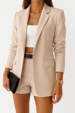 Italy Long Blazer Jacke Jäckchen Oversize  3/4 Ärmel Business Jacket Damen J3