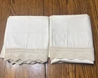 Vintage Pillowcase Set Cream on Cream Crochet Edging, 33" including Edge x 20"