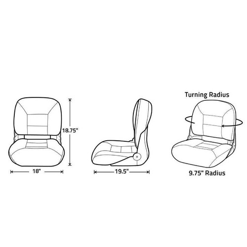 Tempress 54675 NaviStyle Low-Back Charcoal/Gray Boat Seat Marine Seating - Picture 5 of 5