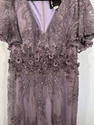NEW $798 Mac Duggal [ 8 ] 67493 Vintage Flutter Sleeve