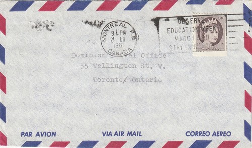 Canada MONTREAL QE2 1c Wilding Booklet Single Accepted in Error 1961