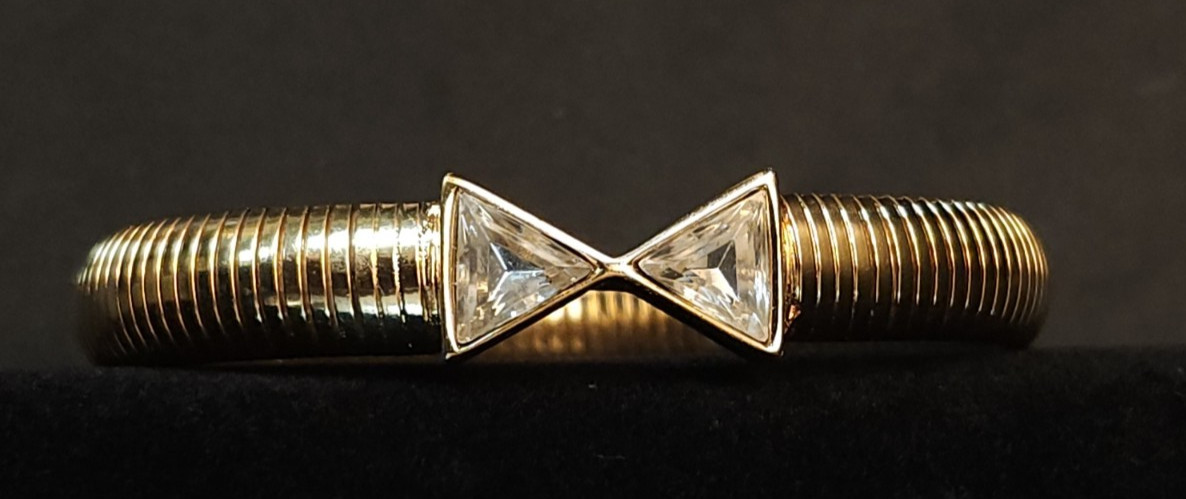 Monet Bangle Bracelet Crystal Bow Decoration Snak… - image 1