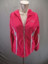 FILA Size S Womens Pink Full Zip Pocket Hood Lightweight Slim Track Jacket 620