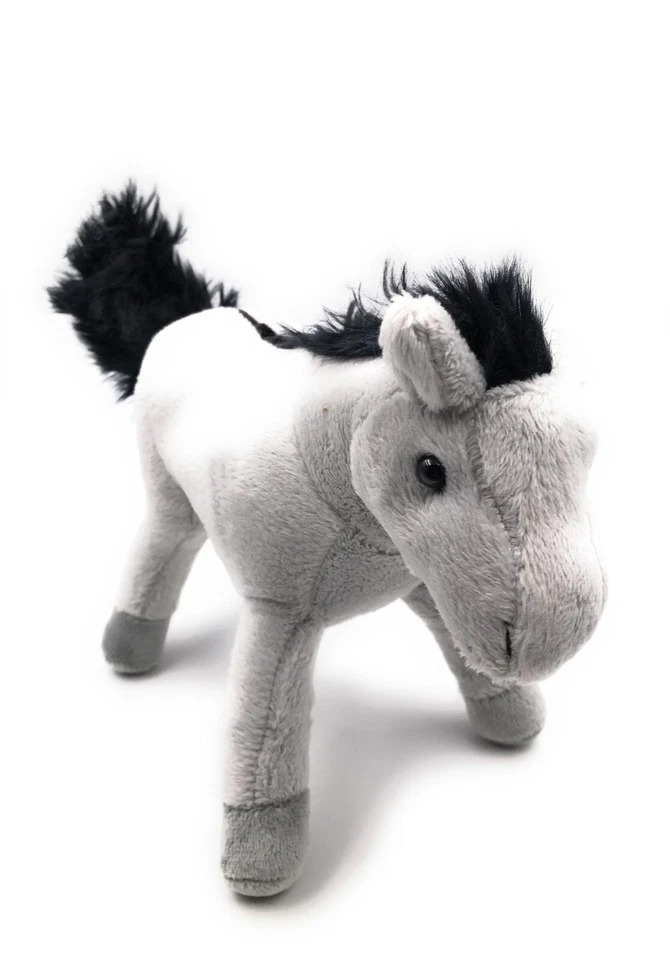 Plüschtier Kuscheltier Stoff Tier Pferd grau stehend 25 cm - Bild 2 von 4