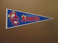 MWL QC Quad City Angels Vintage Defunct Circa 1985 Logo Baseball Pennant