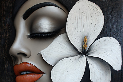 Woman Flower Oil Painting Wall Art Print Canvas Artprint Home Decor ...