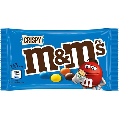 M&M's Crispy Chocolate M&Ms MMs 24 X 36g Bags FULL BOX from