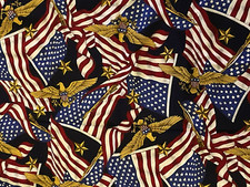 Patriotic Fabric American Flag Star Eagle Navy Blue Cranston VIP Cotton 1 Yard