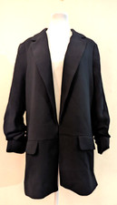 New Truth By Republic Sz M Open Front Blazer Jacket Blue Lined A1