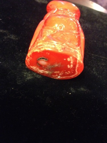 Antique/Vintage Carved Red Coral Hotei Buddha! - Picture 4 of 12
