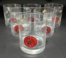Set Of 6 Nason Moretti Tumblers Double Old Fashioned Glasses Red Seal Mcm Italy