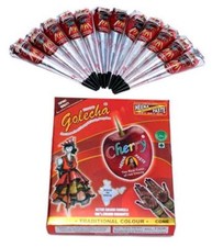 Golecha Cherry Red Color Henna Cone Temporary Tattoo Body Art Kit Free Book