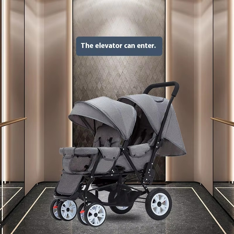 Poussette double amovible et compacte adaptée aux coffres de voitures de taille moyenne