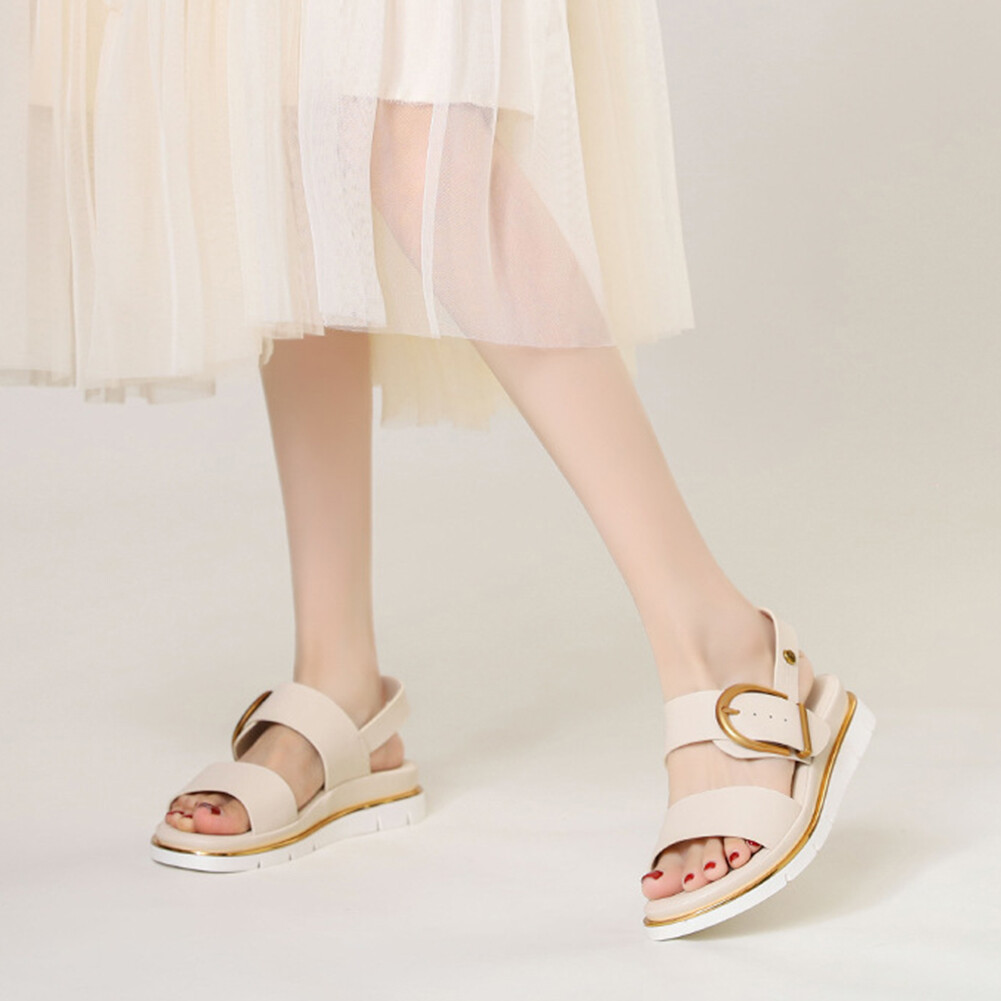 APL Sandali donna piatti punta aperta sandali estivi cinturino alla caviglia sandali eleganti (beige 38)