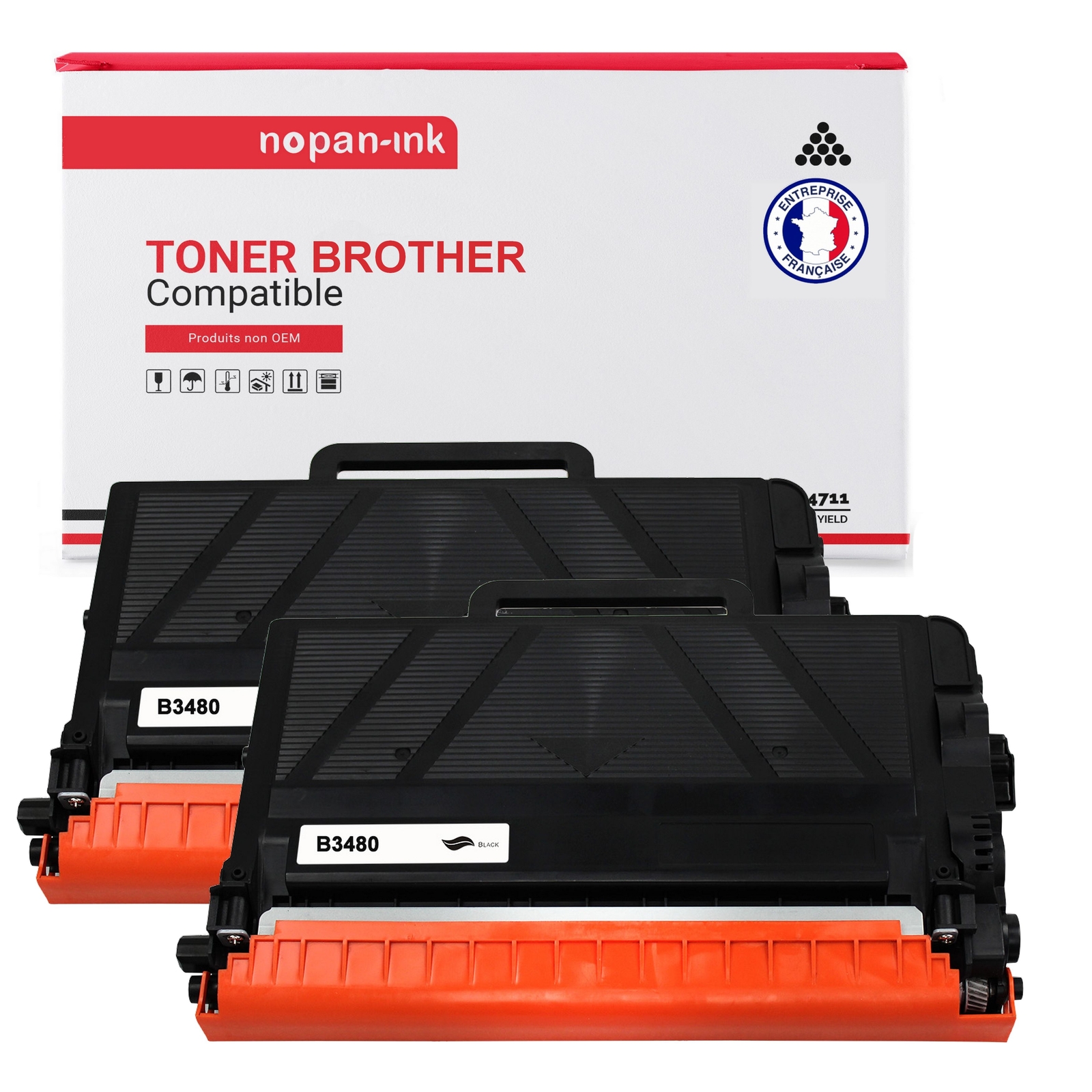 Toner TN3480 noir résistant à la décoloration NOPAN-INK x2 pour archivage de documents
