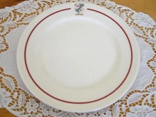 Vintage Syracuse China Old Ivory O.P.CO. 8 7/8" Plate NORMANDIE Red Blue Shield