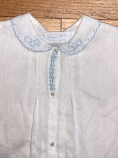 VTG Feltman Bros Pintucked Embroidered Dogs Day Gown 0-3 Months 