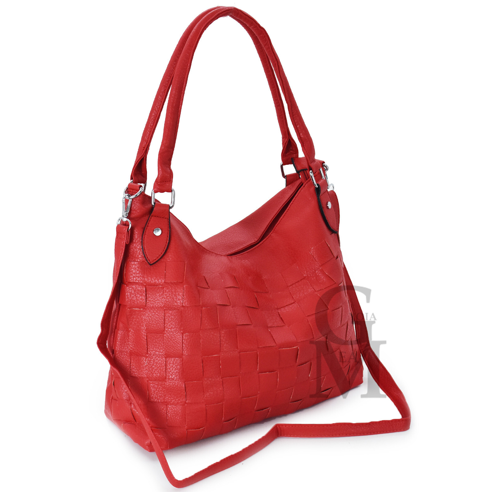 Borsa donna nuova pelle intrecciata shopping capiente grande morbida tracolla - Foto 4 di 19