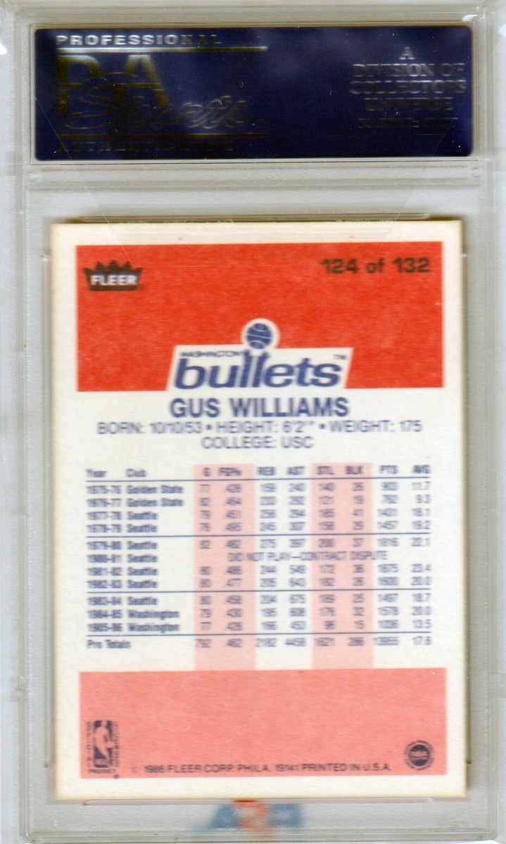 Ara.n GUS WILLIAMS 1986 Fleer #124 PSA 9 MINT - BULLETS | eBay