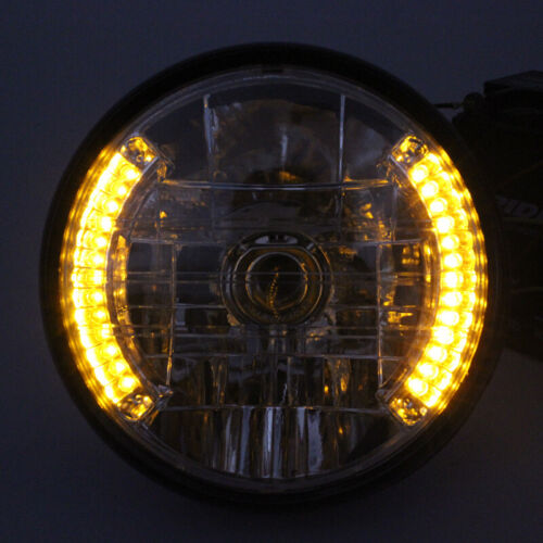 Universal 7inch Motorcycle Headlamp W/ Turn Signal LED Headlight Housing Bucket - Picture 4 of 11