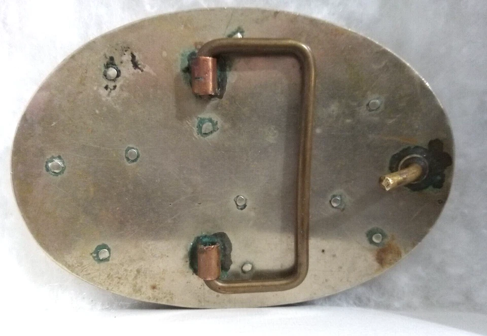 3 1/4” VINTAGE MÃE DE PÉROLAS E FIVELA DE PRATA GALO E GALINHA L@@K!! - Imagem 2 de 3