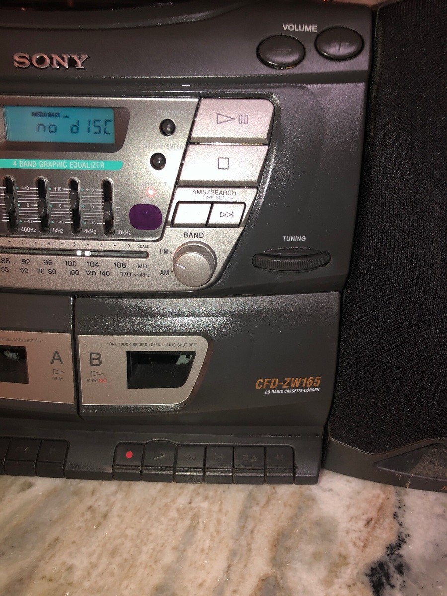 Sony CFD-ZW165 Am/Fm Stereo/CD/Radio Cassette Recorder/Boombox | eBay