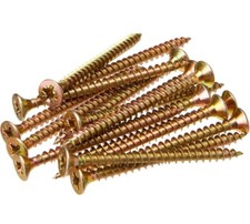100 WOOD SCREWS MULTI-PURPOSE YELLOW POZI COUNTERSUNK CHIPBOARD SCREWS PHILIPS