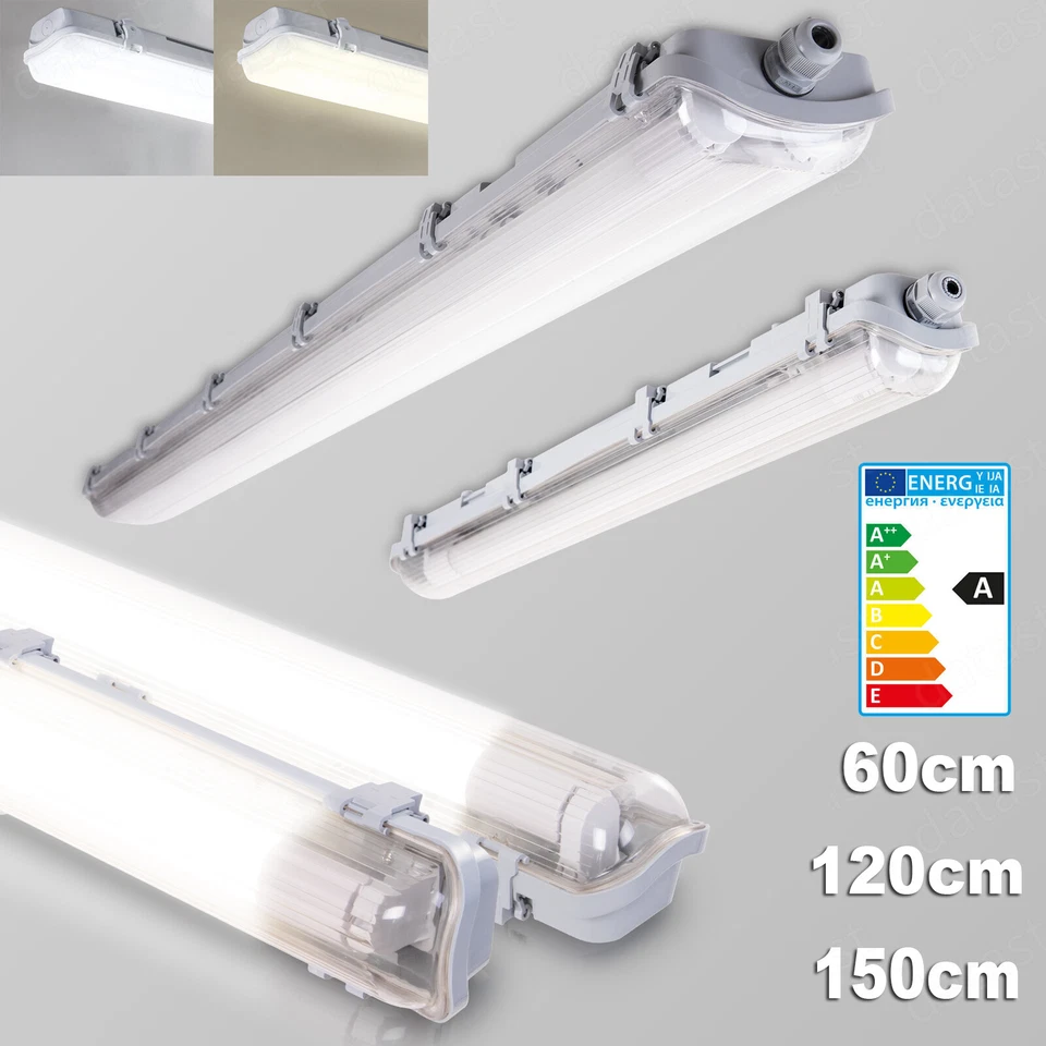Lámpara LED para habitación húmeda lámpara de bañera lámpara T8 60/120/150 cm incl. lámpara tubular - Imagen 3 de 4