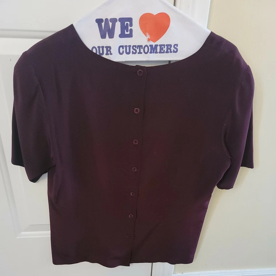 Blusa Nordstrom Classiques 100% Seda Borgoña Botón Trasero Mediana Foto 3 de 3