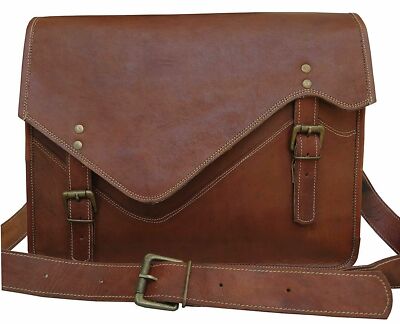 15'' Leather Vintage Look New Men Messenger Shoulder Laptop Bag Briefcase