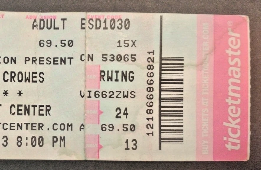 2013 The Black Crows Concert Ticket Stub Sands Event Center Oct. 30 Bethlehem Pa - Image 3 of 4