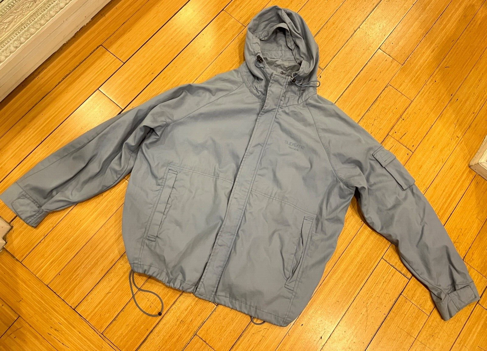 Veste de campagne coton Supreme Olmetex bleu clair FW2019 taille L fabriquée en Italie