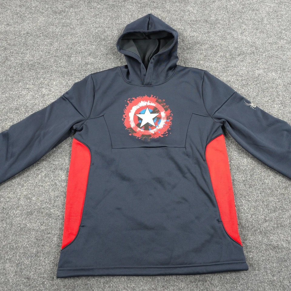 Spyder Hoodie Boys Extra Large 18 Blue Marvel Captain America Super Hero Youth - Image 2 of 4