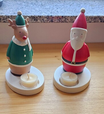Partylite Teelichthalter '' Rudolph & Santa '' P91371 NEU / OVP