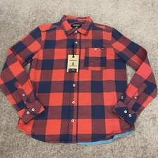 Chubbies Shirt Mens Small Red Blue Plaid Flannel Button Up Slumberjack Outdoor