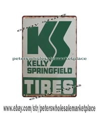 Kelly Springfield tires car truck automobile metal tin sign rustic decor