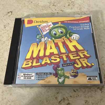 MATH BLASTER JR. - PRESCHOOL THROUGH FIRST GRADE LEARNING GAME, DAVIDSON WIN/MAC