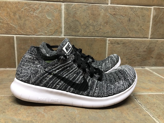 Nike Free RN Flyknit Running Shoes Black White Oreo 831070-100 Women's Size 7 | eBay