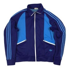 RARE 70s-80s Adidas Small Trefoil Navy Blue Zip Up Adidas License by Rubberworld