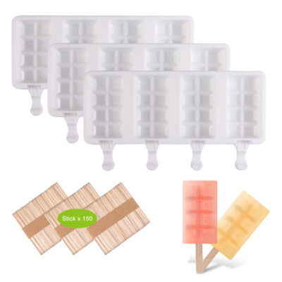 Silicone Ice Cream Mold Homemade Dessert Maker Reusable Ice Cube Baking Tray 