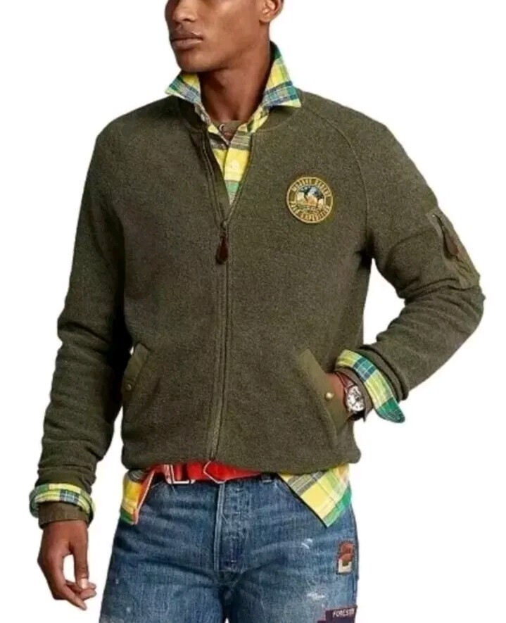 Polo Ralph Lauren Green Brushed Fleece Full Zip Bomber